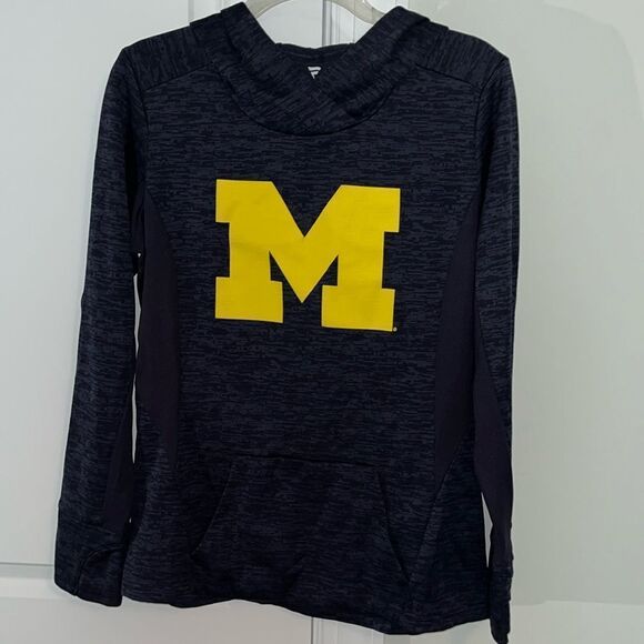 Blue camouflage Women's University Michigan Wolverines hooded hoodie sweatshirt - Picture 1 of 5